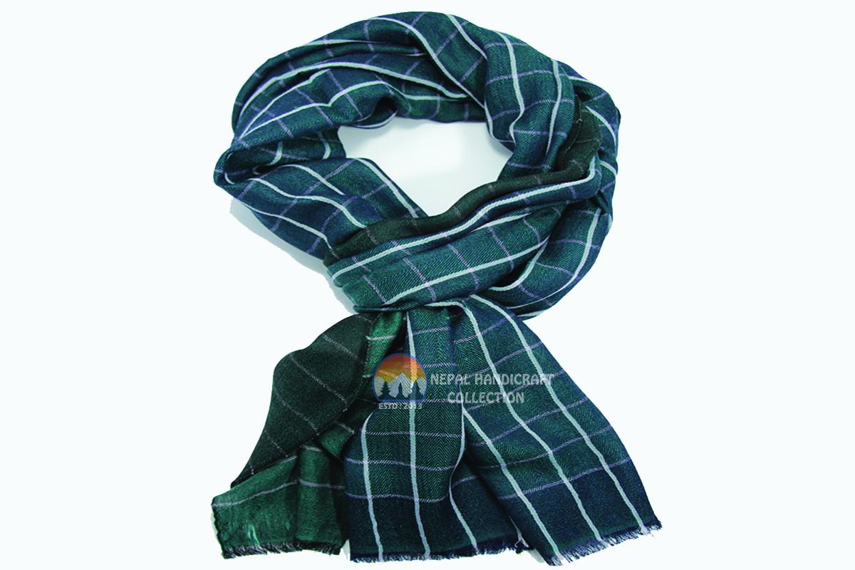 200 Count ultra thin pashmina shawl -Green with stripe