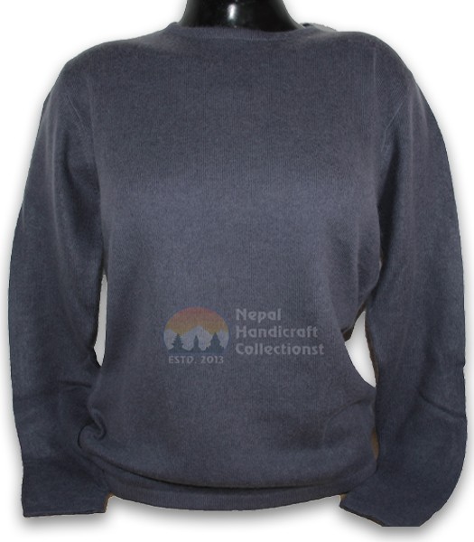 100% Pashmina ledis sweater round neck-gray